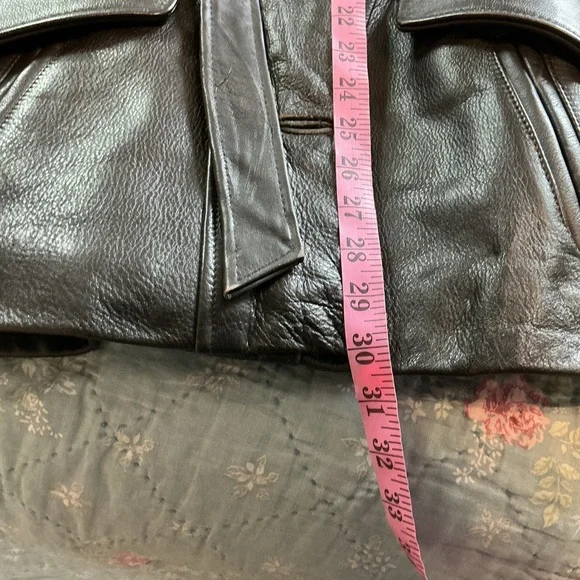 Vintage TW Tannery West Womens Med Black Lined Leather Belted Jacket Hipster Y2K - Picture 8 of 14